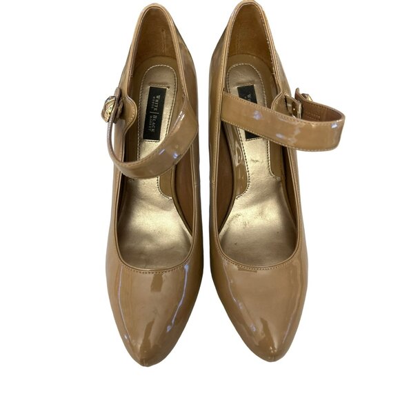 White House Black Market Shoes - White House Black Market Women's Patent Leather Nude Heels with Strap Size 8M